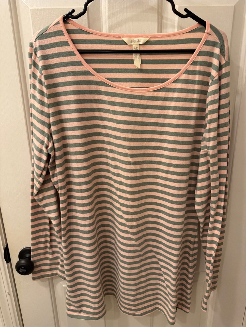 Matilda Jane Pink and Sage Striped Long Sleeve Tee